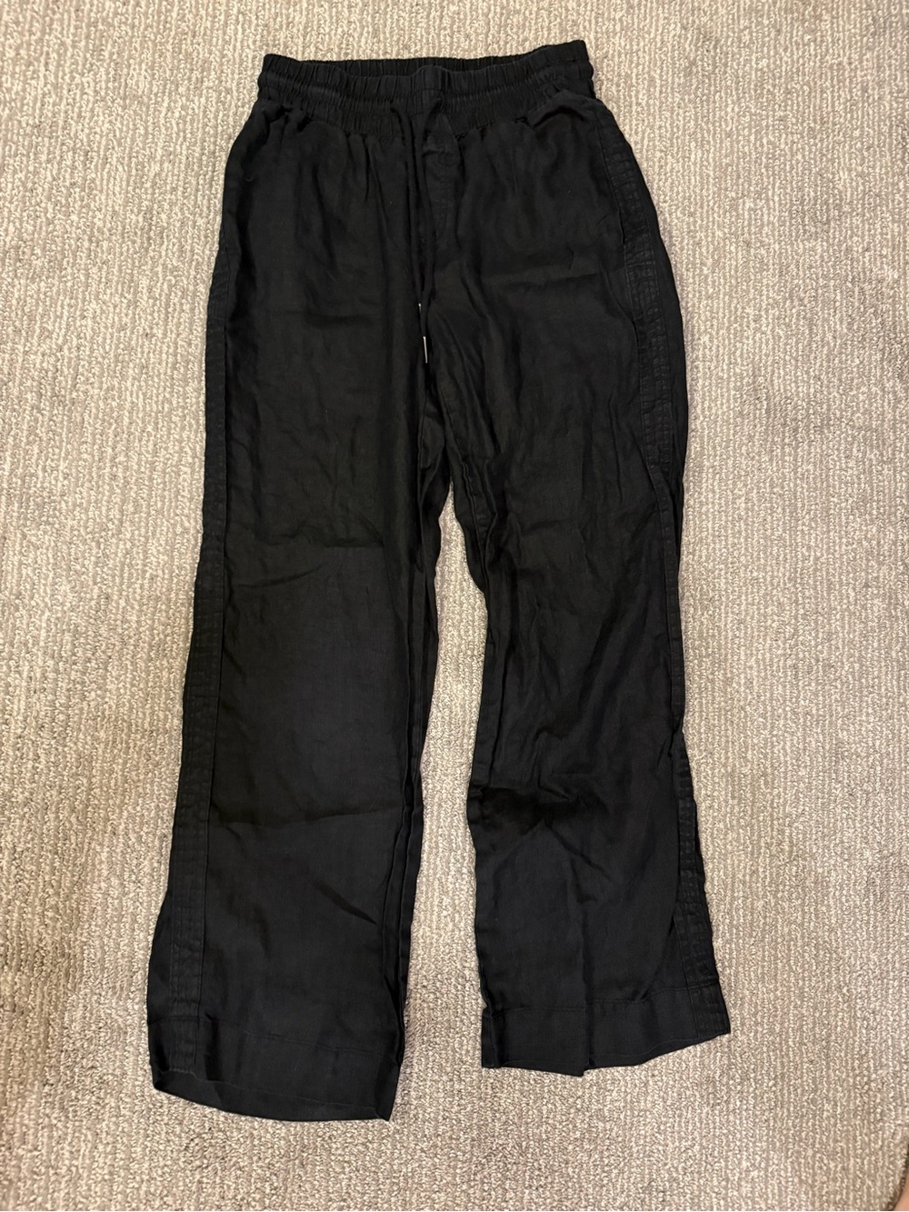Quince 100% European Linen Wide Leg Pants Black Small